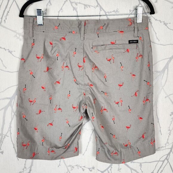 Jay Jays Gray Flamingo Print Cotton Stretch Chino Shorts - Picture 3 of 5